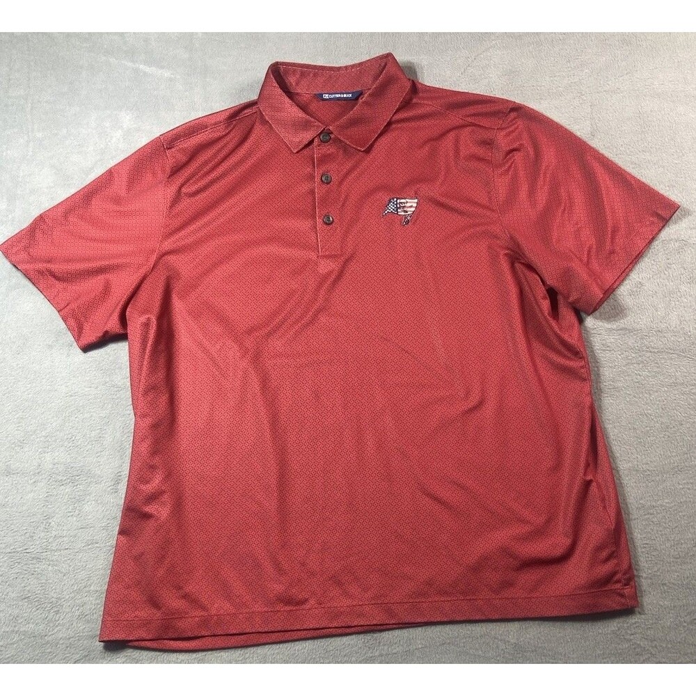 Cutter & Buck Tampa Bay Buccaneers Polo Shirt Red XL NFL Embroidered Performance